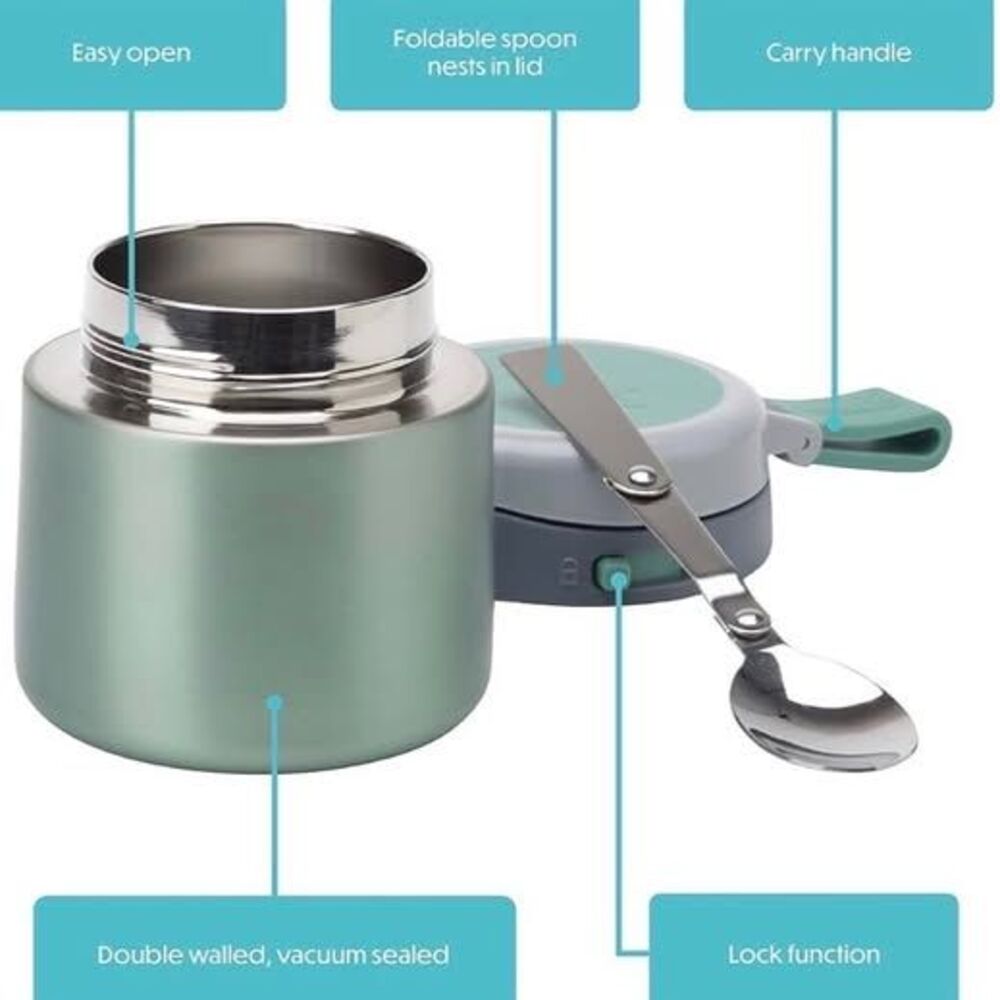Smash Stainless Steel Button Food Flask/Flask 12 floz, Sage